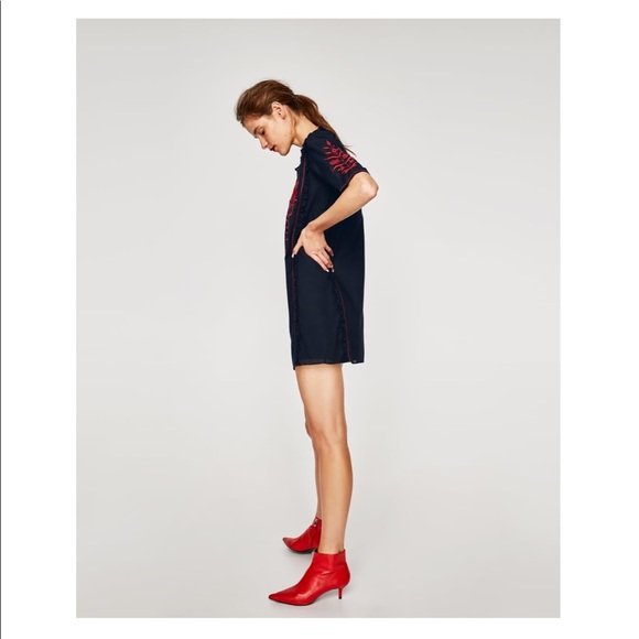 Zara FLOWING EMBROIDERED DRESS - Picture 4 of 8